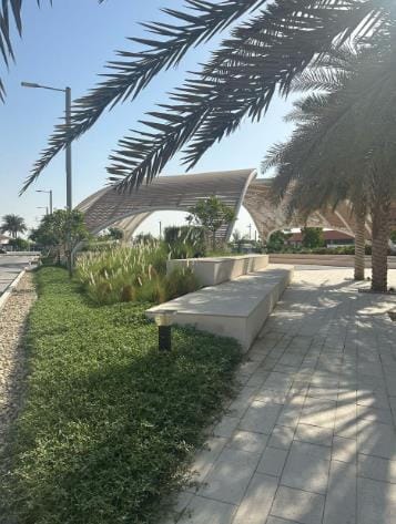 A bench set into low planting