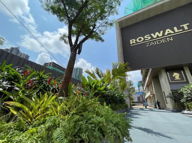 Planting below the building sign